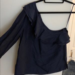 One shoulder ruffle j crew top